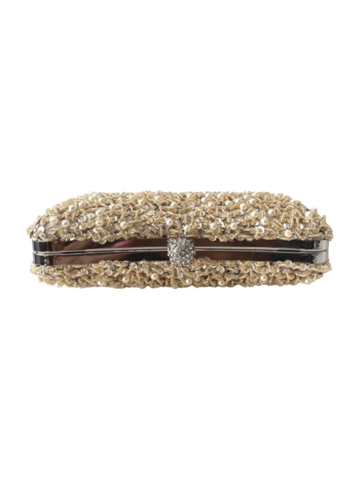 Bolsa Clutch Liage Festa Bordada Brilhante Pedra Pedraria Strass Pérola Alça Alcinha Metal Prata Nude