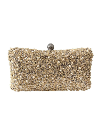 Bolsa Clutch Liage Festa Bordada Brilhante Pedra Pedraria Strass Pérola Alça Alcinha Metal Prata Nude