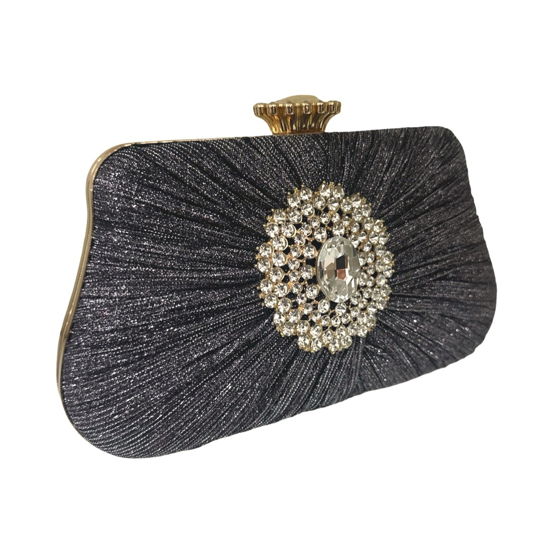 Editar Bolsa Clutch Liage Festa Casamento Bordada Pedra Cristal Pedraria Strass Brilho Metal Dourada Grafite Chumbo