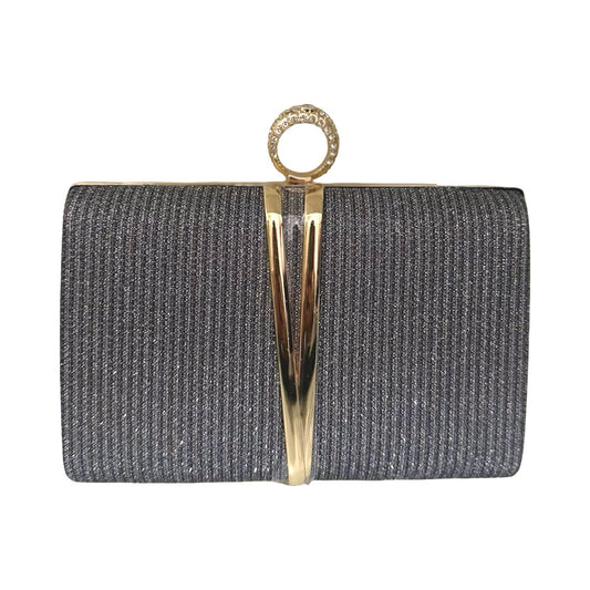 Bolsa Clutch Liage Festa Casamento Cristal Pedraria Strass Brilho Metal Dourada Grafite Chumbo