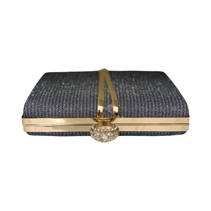 Bolsa Clutch Liage Festa Casamento Cristal Pedraria Strass Brilho Metal Dourada Grafite Chumbo