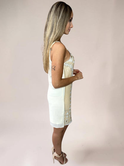 Vestido Liage Curto Bordado Festa Pedra Pedraria Cristais Brilho Dourado Nude Bronze Marfim