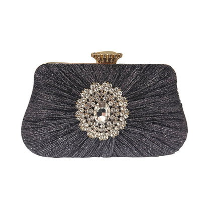 Editar Bolsa Clutch Liage Festa Casamento Bordada Pedra Cristal Pedraria Strass Brilho Metal Dourada Grafite Chumbo