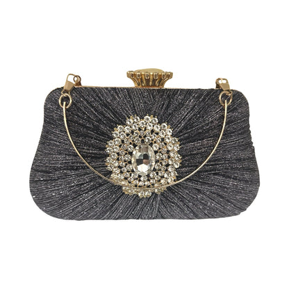Editar Bolsa Clutch Liage Festa Casamento Bordada Pedra Cristal Pedraria Strass Brilho Metal Dourada Grafite Chumbo