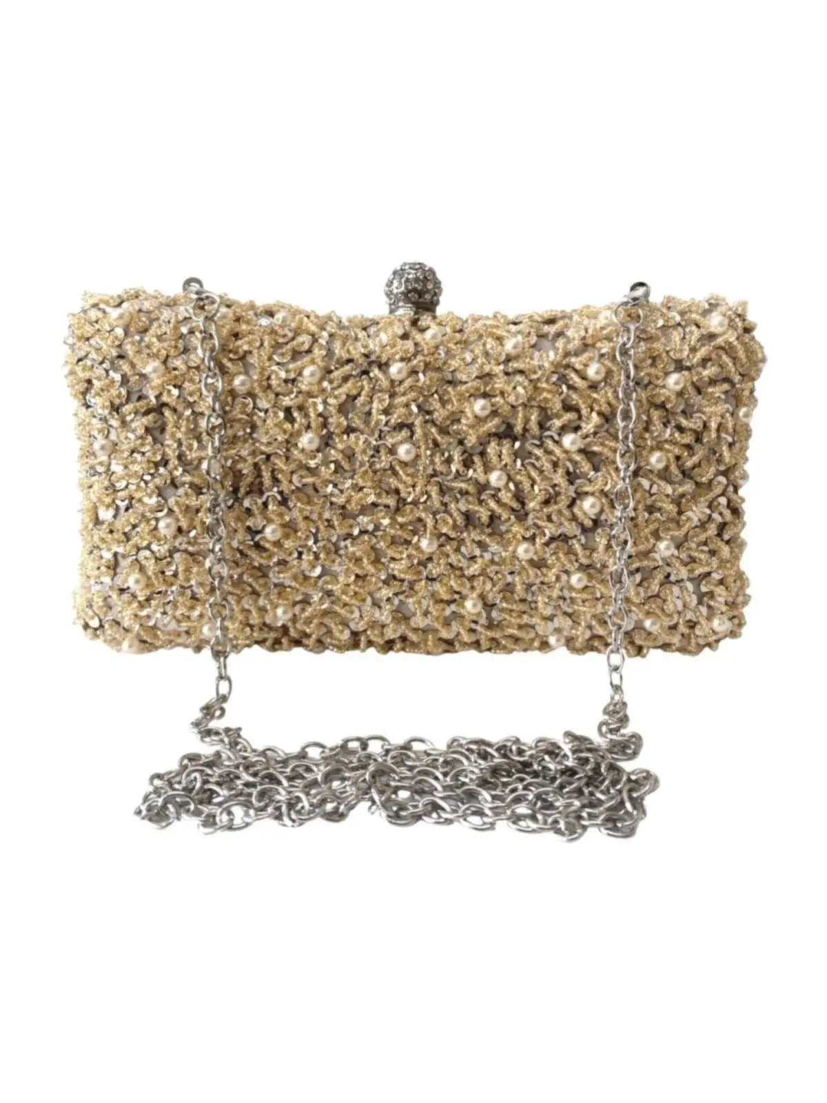 Bolsa Clutch Liage Festa Bordada Brilhante Pedra Pedraria Strass Pérola Alça Alcinha Metal Prata Nude